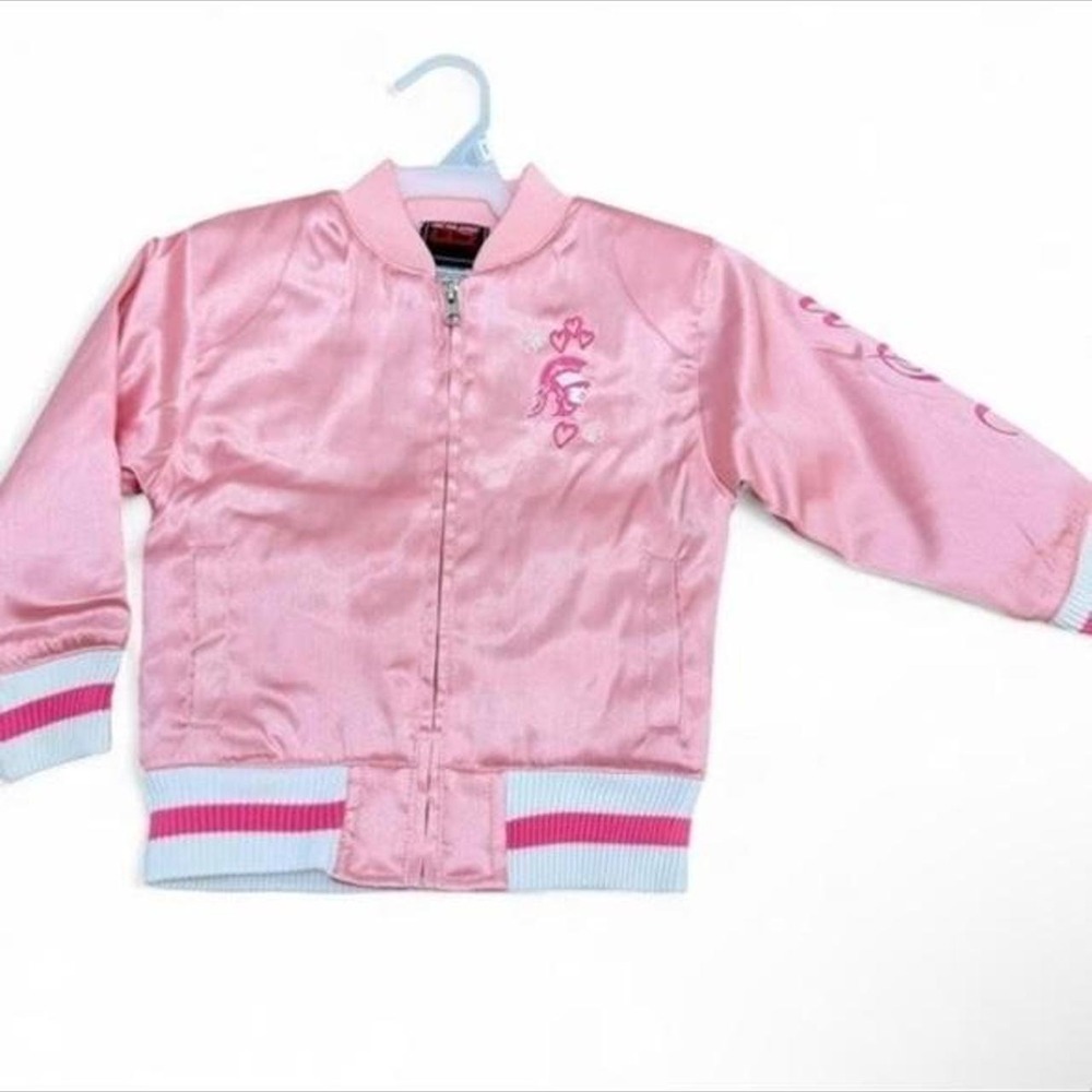 2T NWT Genuine Stuff USC Trojans Toddler Pink Satin Bomber Jacket
